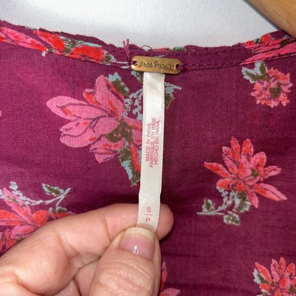 FREE PEOPLE AMANDA RUFFLE LONG SLEEVE TOP PINK SIZE S - Picture 4 of 12